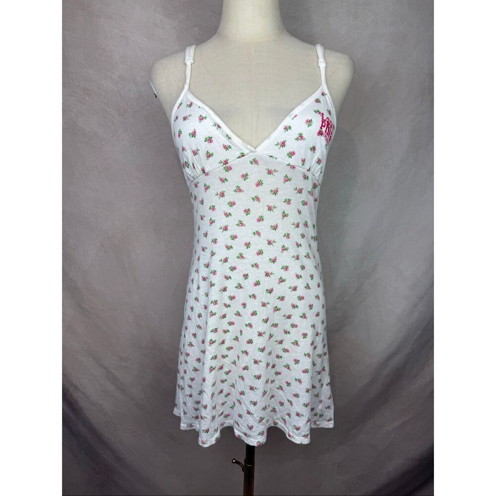 Vintage Y2K Victorias Secret Pink PJ Mini Sleep Dress Roses Small RARE Babydoll
